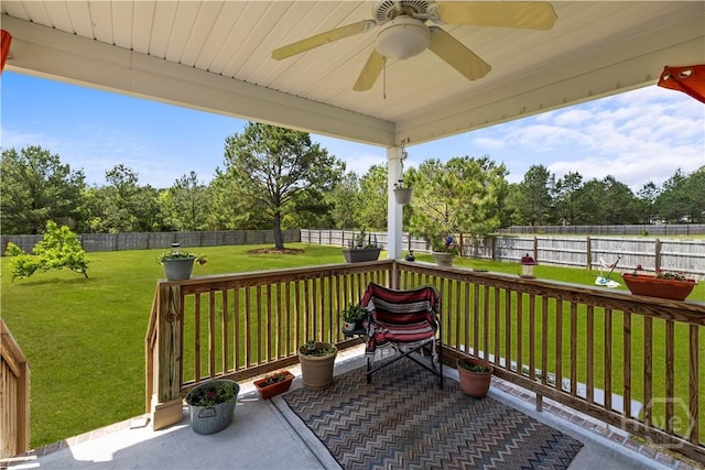 40 Saddlebrush Rd, Ellabell, GA 31308 - view of patio / terrace with a ceiling fan and view of wooded area