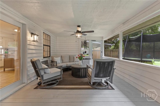 107 Rose Dhu Way, Savannah, GA 31419 - wooden terrace with an outdoor living space and a ceiling fan