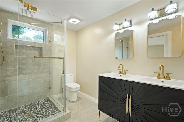 40 Circle Dr, Pembroke, GA 31321 - full bath featuring a shower stall, double vanity, and tile patterned floors