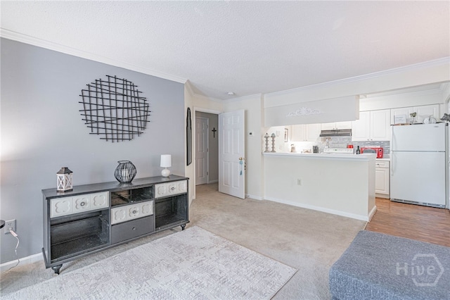 12300 Apache Ave Unit 1517, Savannah, GA 31419 - living area with ornamental molding, light colored carpet, a textured ceiling, and baseboards