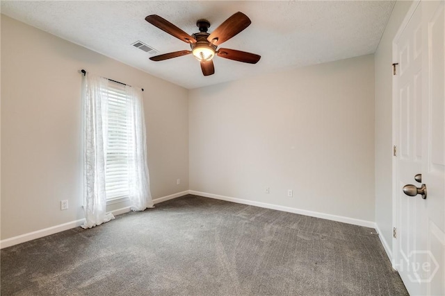 19 S Lake Dr, Savannah, GA 31410 - empty room with ceiling fan, dark colored carpet, and baseboards