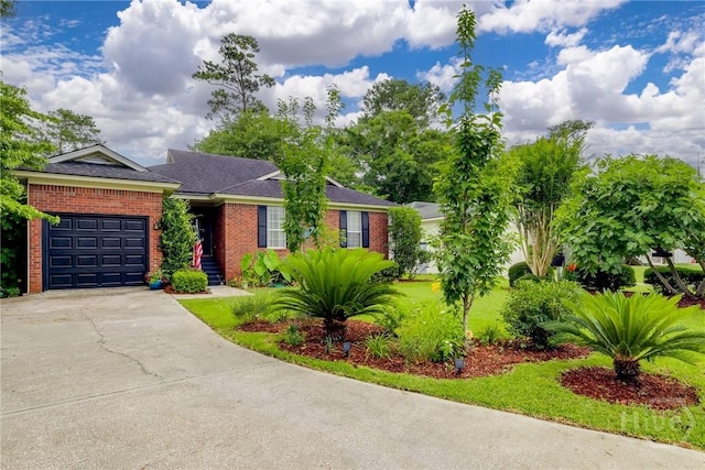19 S Lake Dr, Savannah, GA 31410 - view of front of home with brick siding, an attached garage, driveway, and a front yard
