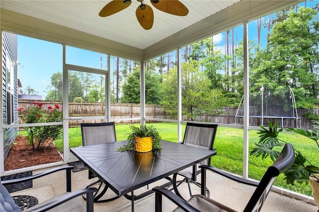 106 Tanzania Trl, Pooler, GA 31322 - sunroom featuring a ceiling fan and outdoor dining area