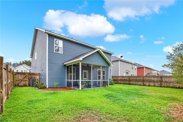 106 Tanzania Trl, Pooler, GA 31322 - back of house featuring central air condition unit and a sunroom