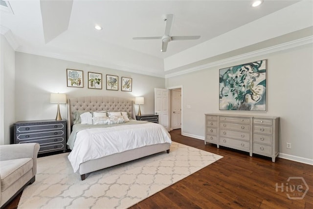 2 Dalry Ln, Savannah, GA 31419 - bedroom featuring recessed lighting, wood finished floors, a tray ceiling, baseboards, and ornamental molding