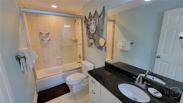 18 Silver Ave Unit 4, Tybee Island, GA 31328 - bathroom with vanity, toilet, bath / shower combo with glass door, and tile patterned flooring