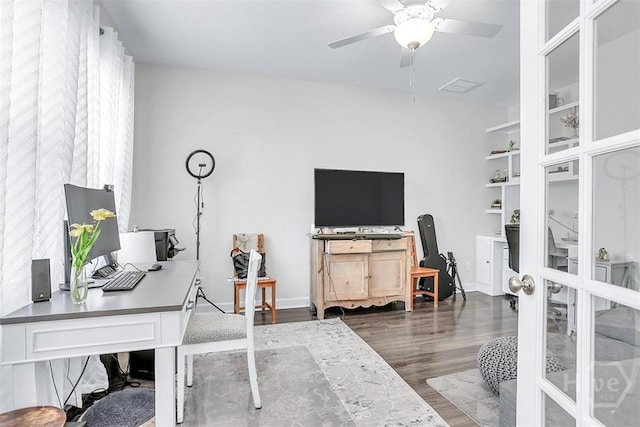 214 Park Chase Chase, Pooler, GA 31322 - office space with wood finished floors, french doors, and a ceiling fan
