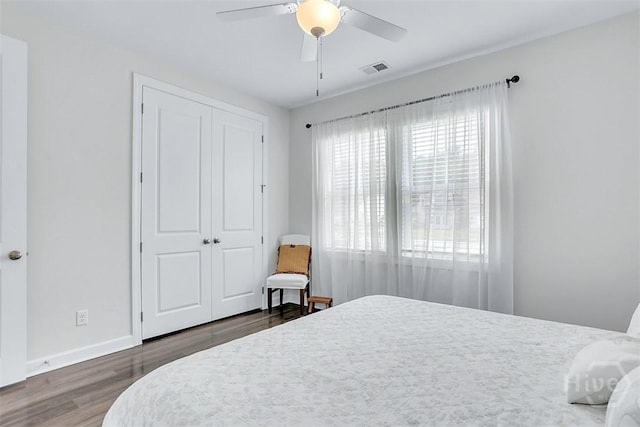 214 Park Chase Chase, Pooler, GA 31322 - bedroom with wood finished floors, a closet, baseboards, and ceiling fan