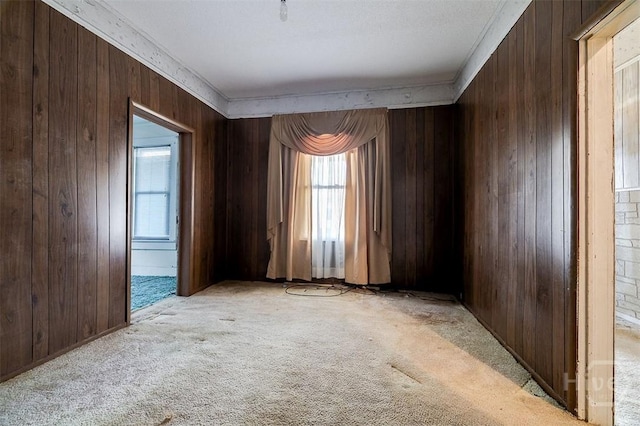 1023 W 37th St, Savannah, GA 31415 - spare room with light carpet, wooden walls, healthy amount of natural light, and ornamental molding