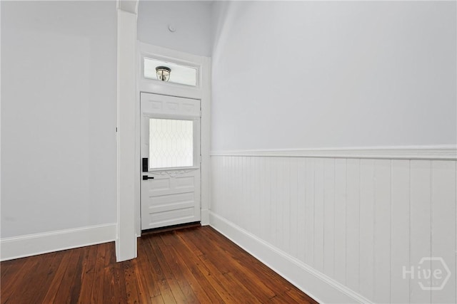 710 W 36th St, Savannah, GA 31415 - doorway to outside with dark wood-style flooring, wainscoting, and baseboards
