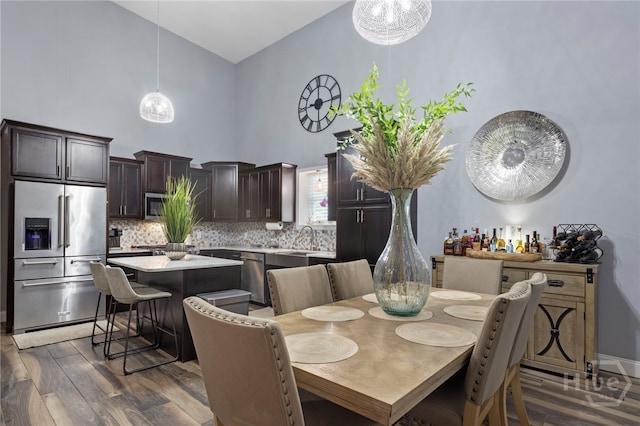 4000 Old River Rd S, Brooklet, GA 30415 - dining space featuring high vaulted ceiling and dark wood finished floors