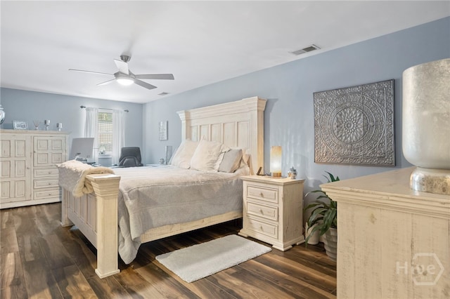 4000 Old River Rd S, Brooklet, GA 30415 - bedroom with dark wood finished floors and a ceiling fan