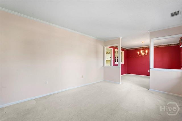 145 Cardinal Rd, Savannah, GA 31406 - carpeted empty room featuring a chandelier, ornamental molding, and baseboards