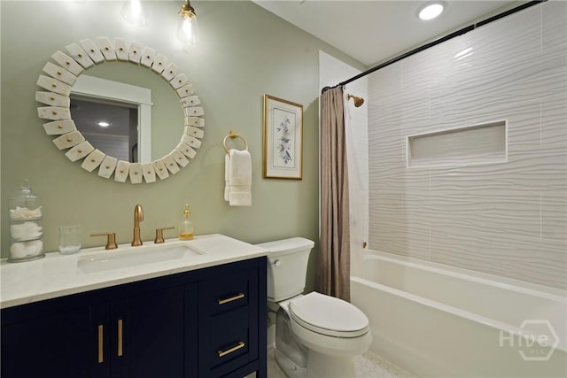 315 Linkside Lake Dr, Richmond Hill, GA 31324 - full bathroom featuring vanity, shower / tub combo, and toilet