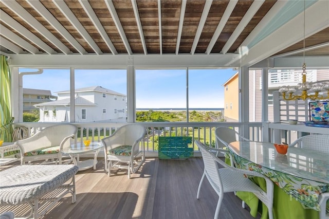 5 Northshore Dr, Tybee Island, GA 31328 - sunroom / solarium with plenty of natural light and a chandelier
