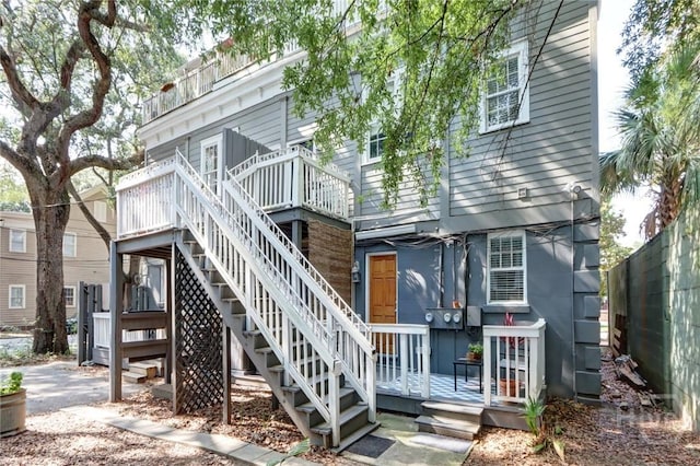 123 W Park Ave Unit 2, Savannah, GA 31401 - back of house with a wooden deck and stairway