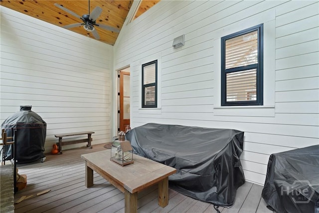 39 Bird Dog Ln, Midway, GA 31320 - deck featuring a ceiling fan