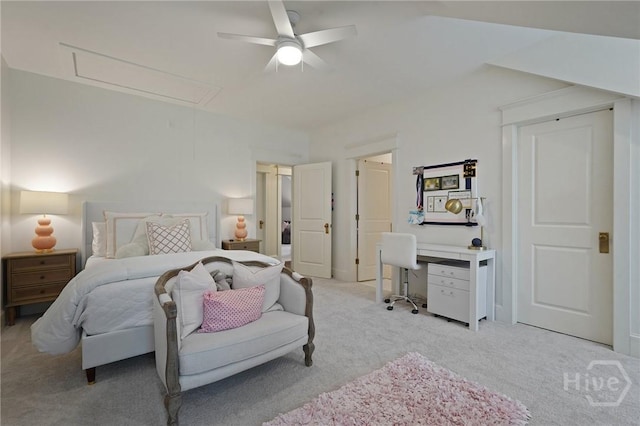 120 Marsh Harbor Dr S, Savannah, GA 31410 - bedroom featuring attic access, light colored carpet, and ceiling fan