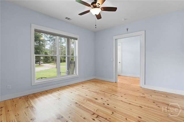 206 Captain Cone Ct, Brooklet, GA 30415 - spare room with baseboards, light wood-type flooring, and ceiling fan