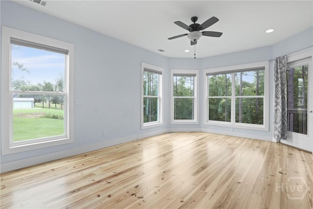 206 Captain Cone Ct, Brooklet, GA 30415 - spare room with wood finished floors, ceiling fan, and recessed lighting