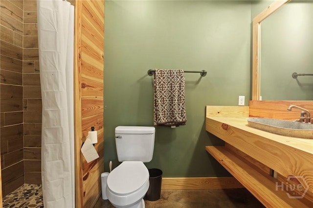 206 Captain Cone Ct, Brooklet, GA 30415 - full bath with a tile shower, toilet, vanity, and baseboards