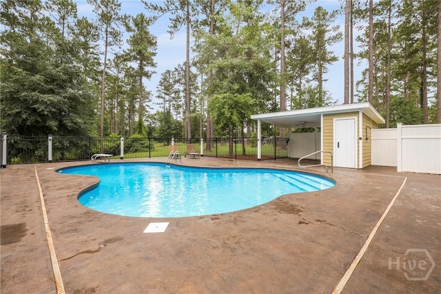206 Captain Cone Ct, Brooklet, GA 30415 - view of swimming pool featuring a patio area and view of wooded area
