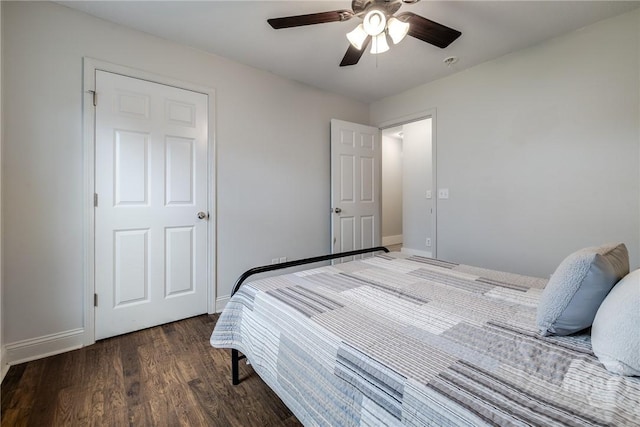 82 Saddlebrush Rd, Ellabell, GA 31308 - bedroom with wood finished floors, baseboards, and a ceiling fan
