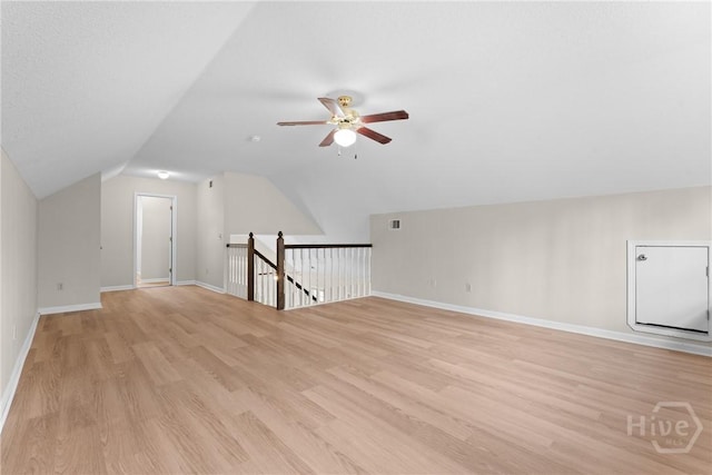 800 N Taylor Ct, Statesboro, GA 30461 - bonus room with a ceiling fan, light wood-type flooring, lofted ceiling, and baseboards