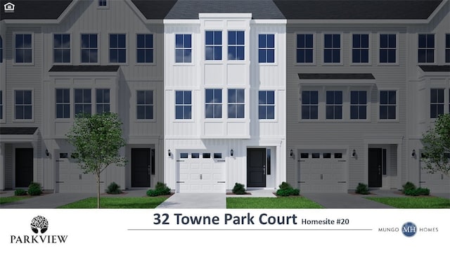 32 Towne Park Ct, Rincon, GA 31326 - multi unit property featuring board and batten siding, a garage, and a shingled roof