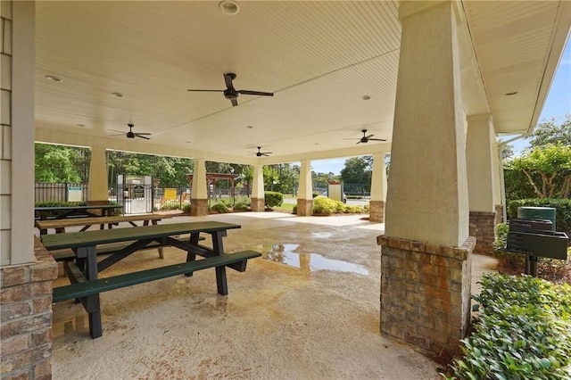 301 Morgan Pines Dr, Pooler, GA 31322 - view of patio featuring grilling area and a ceiling fan