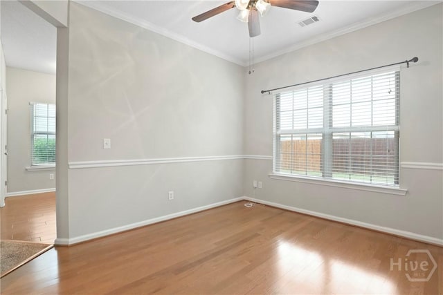 301 Morgan Pines Dr, Pooler, GA 31322 - spare room featuring wood finished floors, ceiling fan, baseboards, and ornamental molding