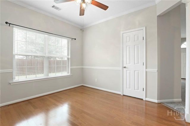 301 Morgan Pines Dr, Pooler, GA 31322 - empty room with a ceiling fan, wood finished floors, baseboards, and ornamental molding
