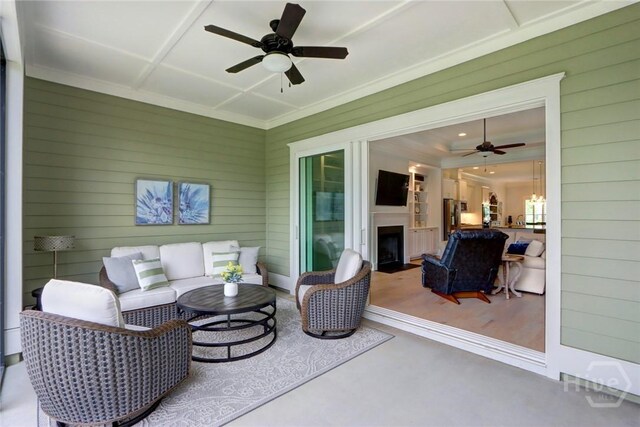 23 Golf Dr, Pooler, GA 31322 - view of patio / terrace featuring a ceiling fan and an outdoor living space