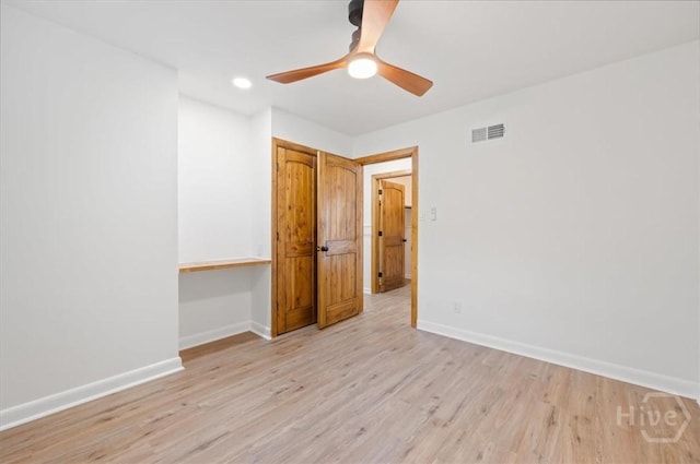 4750 Sylvan Dr, Savannah, GA 31405 - empty room featuring baseboards, light wood-style floors, a ceiling fan, and recessed lighting