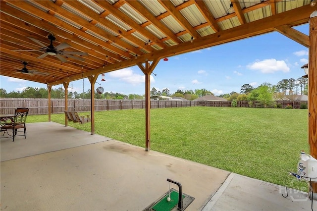 4 Broken Bit Rd, Ellabell, GA 31308 - fenced backyard with a patio area and ceiling fan