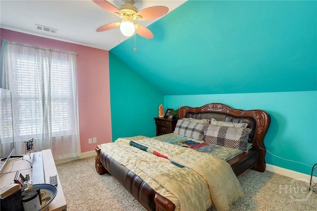 4 Broken Bit Rd, Ellabell, GA 31308 - bedroom featuring carpet flooring, ceiling fan, and vaulted ceiling