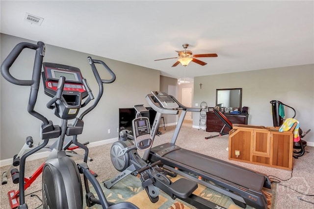 4 Broken Bit Rd, Ellabell, GA 31308 - workout area featuring carpet floors and a ceiling fan