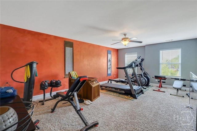 4 Broken Bit Rd, Ellabell, GA 31308 - workout room featuring carpet and a ceiling fan