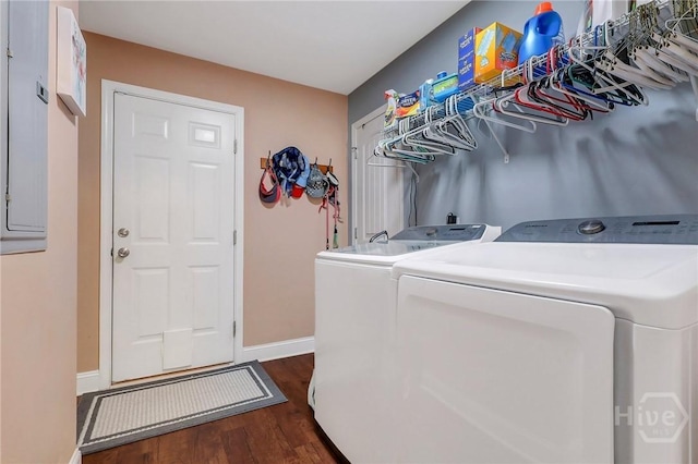 4 Broken Bit Rd, Ellabell, GA 31308 - laundry area with washer and clothes dryer and dark wood-type flooring