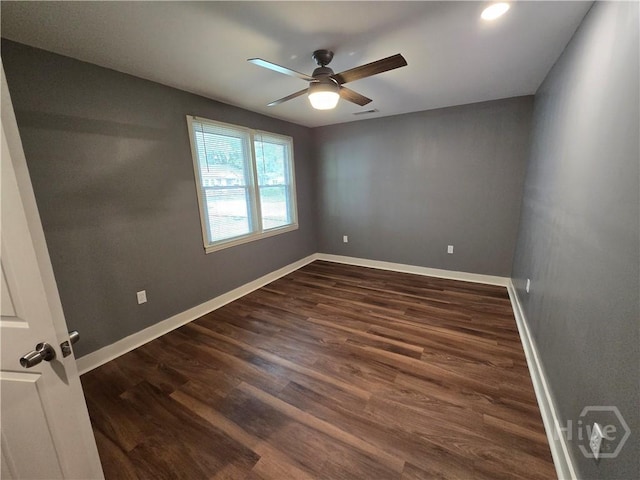 1922 Fenwick Ave, Savannah, GA 31405 - spare room featuring a ceiling fan, dark wood-style floors, baseboards, and recessed lighting