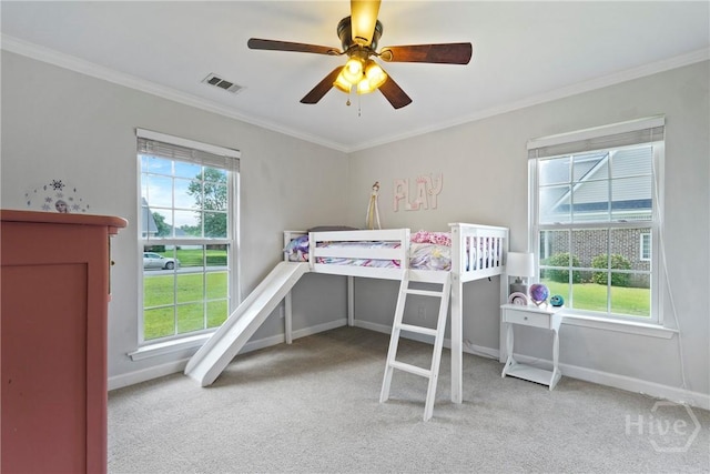 510 Braves Field Dr, Guyton, GA 31312 - bedroom with carpet, multiple windows, ornamental molding, and baseboards