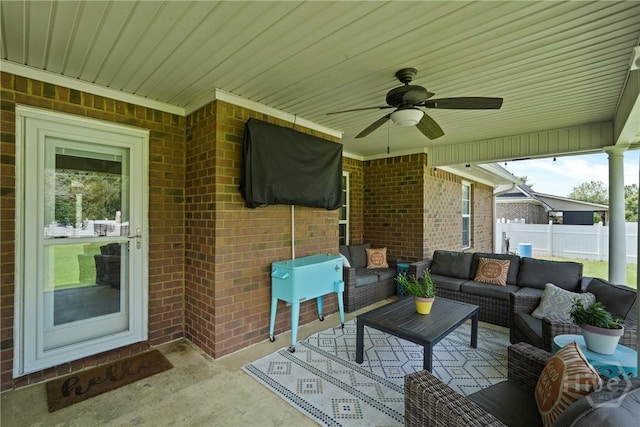 510 Braves Field Dr, Guyton, GA 31312 - view of patio with an outdoor living space and ceiling fan