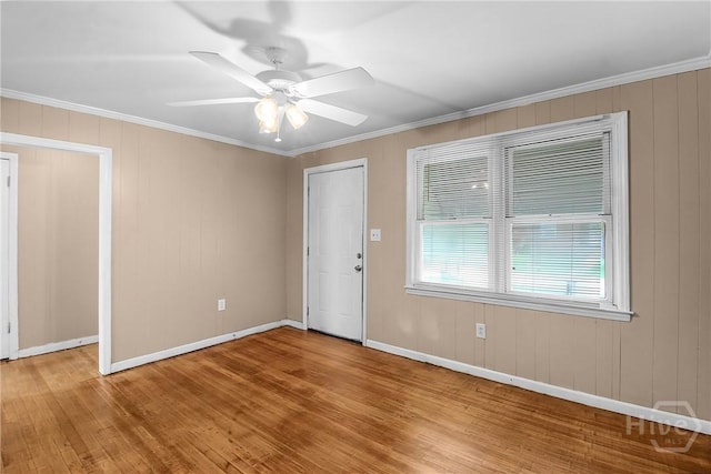 3114 Wright St, Savannah, GA 31404 - spare room featuring wood finished floors, baseboards, ornamental molding, and ceiling fan