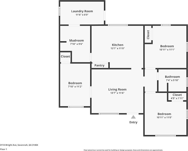 3114 Wright St, Savannah, GA 31404 - floor plan / room layout