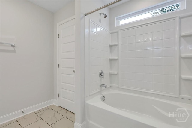 343 Governor Gwinnett Way, Pooler, GA 31322 - bathroom with marble finish flooring, bathing tub / shower combination, and baseboards