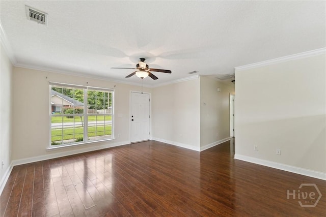27 Drayton Ct, Midway, GA 31320 - spare room with a ceiling fan, baseboards, ornamental molding, and wood finished floors