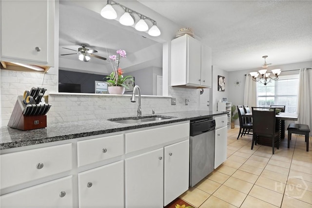 1346 Ryans Way, Pooler, GA 31322 - kitchen with dishwasher, a sink, backsplash, and light tile patterned floors