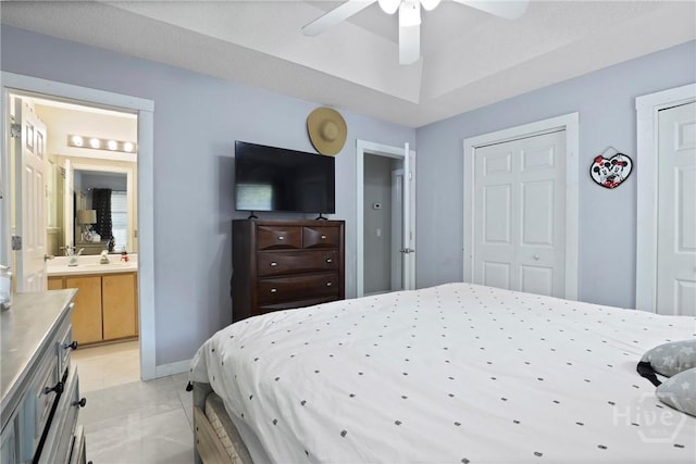 1346 Ryans Way, Pooler, GA 31322 - bedroom with ensuite bathroom, a ceiling fan, a sink, and baseboards