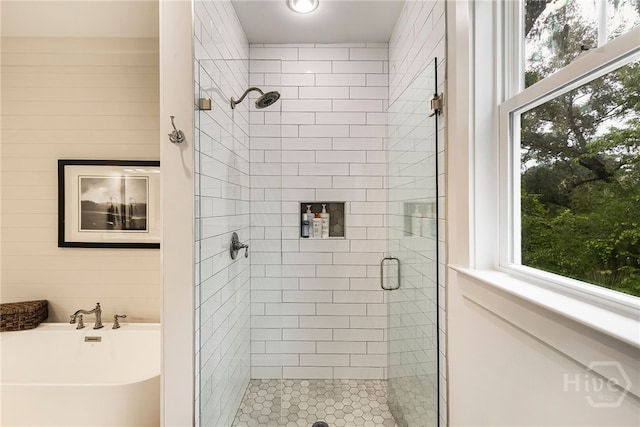 122 N St, Savannah, GA 31410 - full bathroom with a stall shower, plenty of natural light, and a freestanding bath