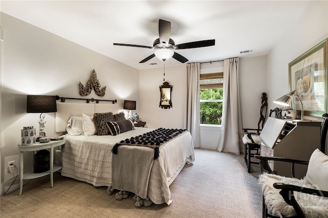 122 N St, Savannah, GA 31410 - bedroom with light colored carpet and a ceiling fan